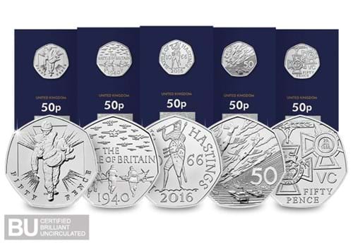 50th Anniversary of the 50p Military Set all coins Reverse with Packaging