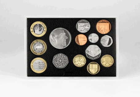 Struck by the Royal Mint in 2011. It comprises 14 coins - including 6 new designs for 2011 only. £5 commemorates the 90th Birthday of HRH Prince Philip. Edition limit: 15,000.