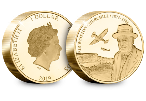 Winston Churchill Gold-Plated Piedfort Obverse and Reverse