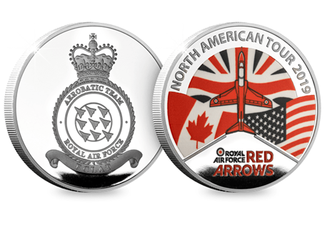 To mark the Red Arrows North America tour, a brand new medal has been issued which has been fully approved by the Red Arrows and RAF. The medal is silver-plated with an EL of 1,000.