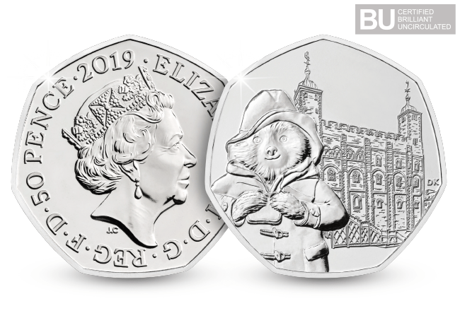 Paddington Bear 50p Coin at the Tower of London Official Royal Mint Limited Edition Brilliant Uncirculated in Licensed Collector Pack