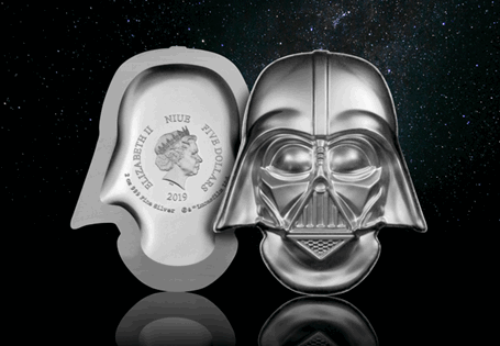 This 2oz Darth Vader coin is struck from 999/1000 silver. The coin is in the shape of his helmet with intricate detail. Comes in presentation box.