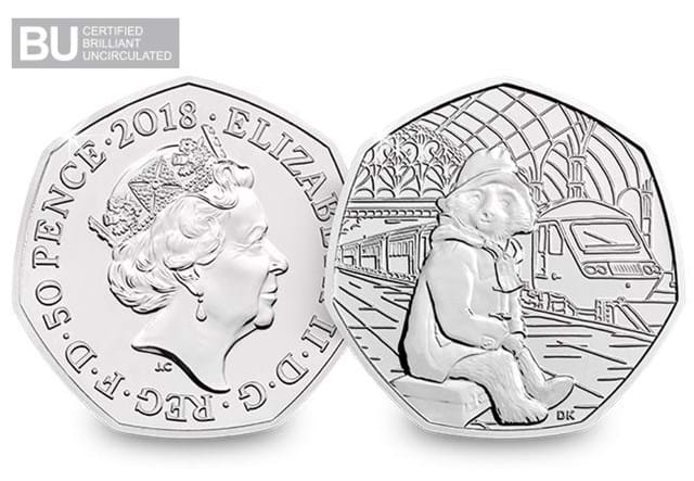Paddington at the Station 50p Obverse and Reverse with BU logo
