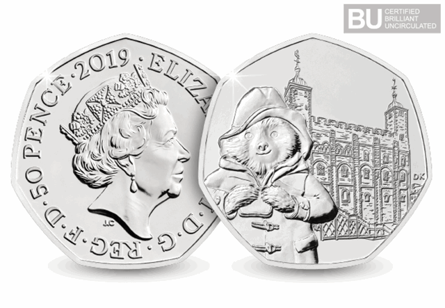Paddington at the Tower of London 50p Obverse and Reverse with BU logo