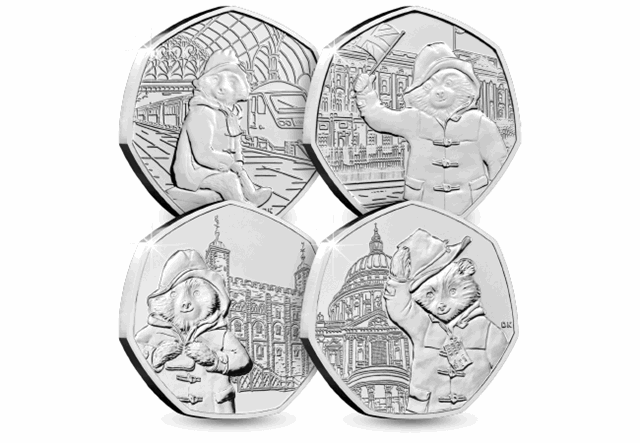 Paddington 50p Complete CERTIFIED BU Set All 4 Coins Reverse