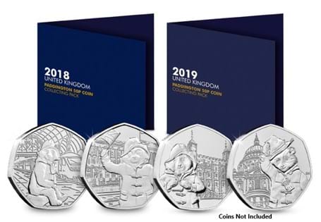 Secure the 2018 & 2019 Change Checker Paddington Collecting Packs. Each have space to house both 2018 & 2019 Paddington 50p coins and include the specifications for each coin. Coins not included.