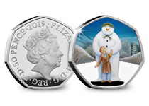 The Royal Mint 50p features a full colour image of The Snowman. Struck from .925 Sterling Silver to a proof finish. Presented in official Royal Mint presentation block with certificate. EL 25,000