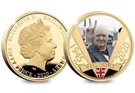 This 24 carat Gold-Plated coin features the iconic image of Winston Churchill, in full colour, giving the 'V' for Victory sign. Issued to mark the 75th anniversary of VE Day. Only 19,500 available. 