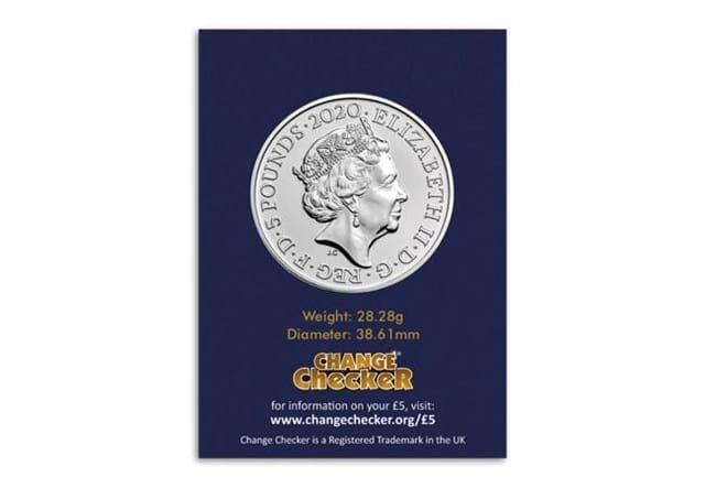2020 George III £5 Certified BU Coin in Change Checker Packaging Obverse