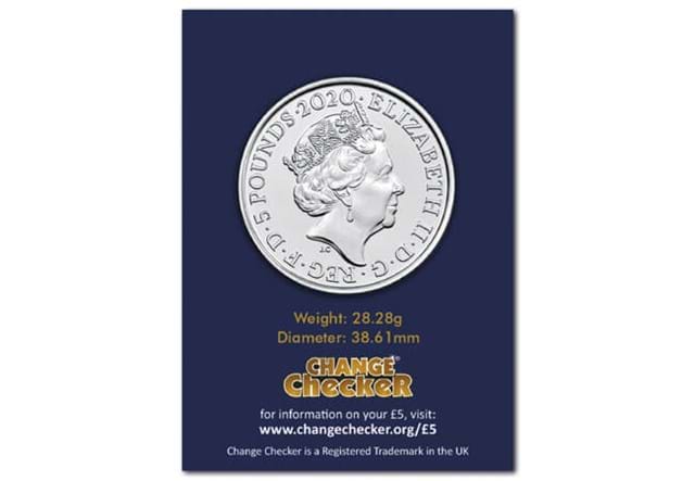Queen £5 Coin BU Obverse in Change Checker packaging