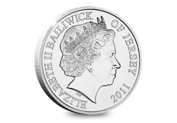 2011 Guernsey Will and Kate BU 5 pound obverse