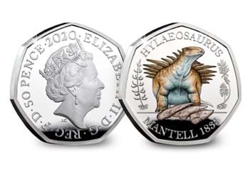 2020 Hylaeosaurus Silver Colour 50p coin both sides