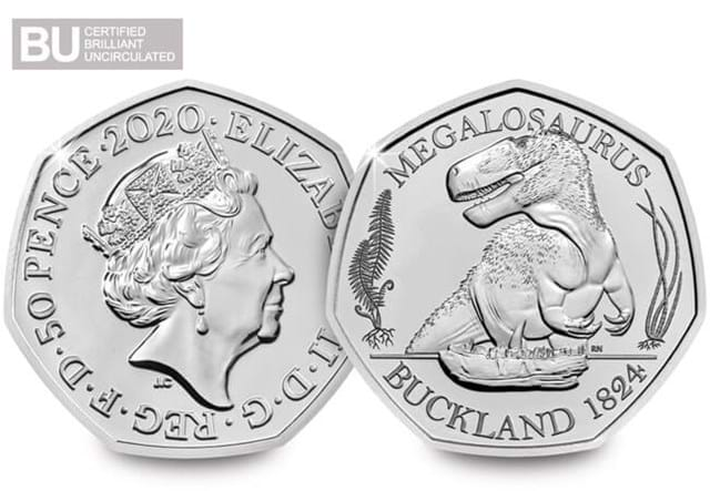 Megalosaurus 50p obverse and reverse