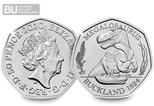 Megalosaurus 50p obverse and reverse