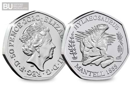 This 50p is the third coin in The Royal Mint's Dinosauria 50p series. It features a design of the Hylaeosaurus on its reverse. 