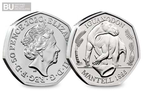 This is the second coin in The Royal Mint's Dinosauria 50p series. It features a design of the Iguanodon on its reverse. 