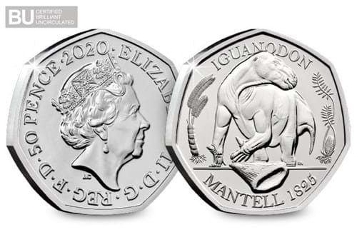 Change Checker 2020 Iguanodon BU 50p Obverse and Reverse with BU logo