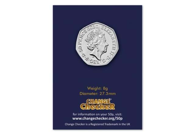 2020 Iguanodon BU 50p Obverse in Changer Checker packaging
