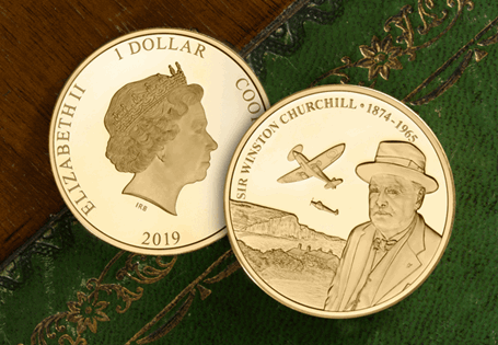 The Winston Churchill Gold-Plated Piedfort coin.