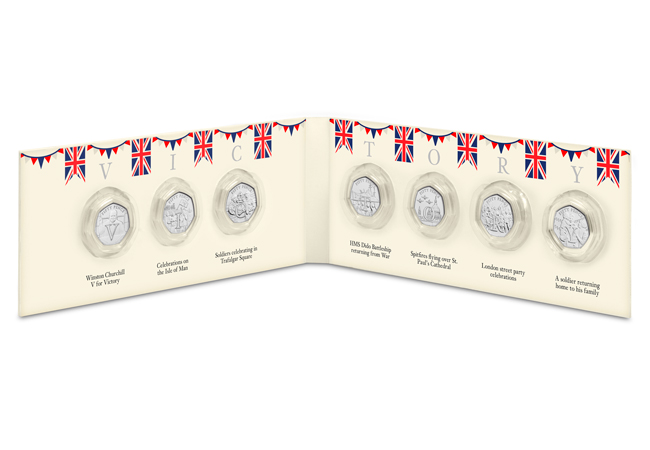 2020 Gibraltar 75th Anniversary VE Day Diamond Finish 50P Coin in Card 7500 mint 