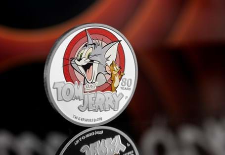 This Officially licensed Tom and Jerry 1oz coin is struck from PURE .999 Silver. It celebrates the 80th anniversary of the cartoon and features both the main characters on the reverse.