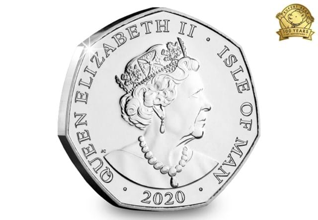 The Rupert Bear Brilliant Uncirculated 50p obverse