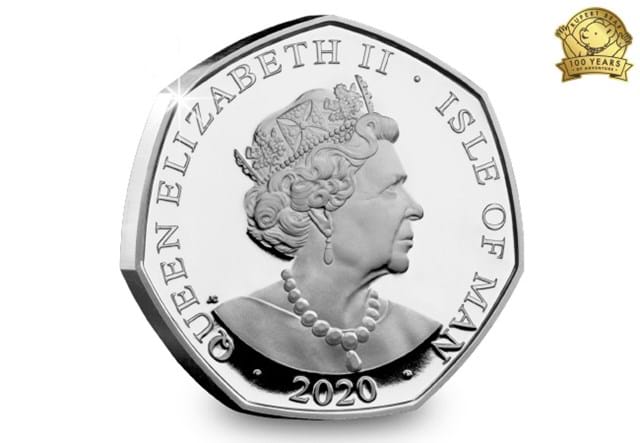 The Rupert Bear Silver Proof 50p Coin obverse