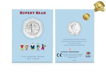 The Rupert Bear Brilliant Uncirculated 50p in display card
