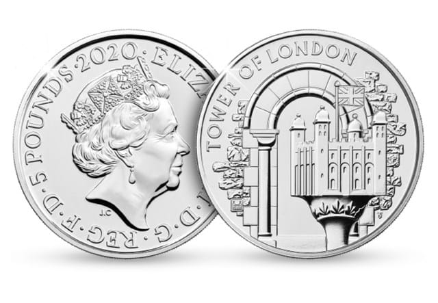 Tower of London The White Tower BU 5 pound both sides