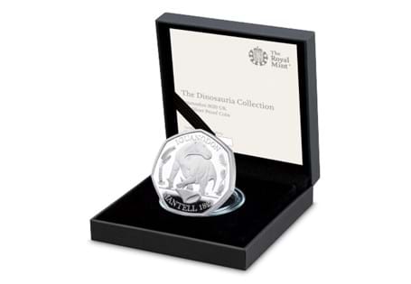 This Silver Proof 50p has been struck by The Royal Mint. It features an anatomically accurate depiction of an Iguanodon Dinosaur. This is the second coin in the Dinosauria 50p collection.