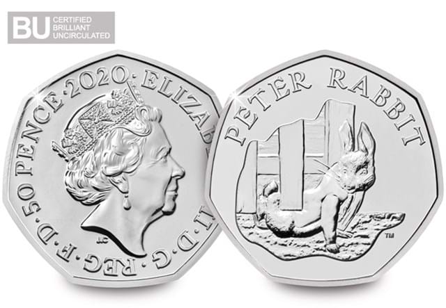 2020 Peter Rabbit 50p Obverse and Reverse with BU Logo