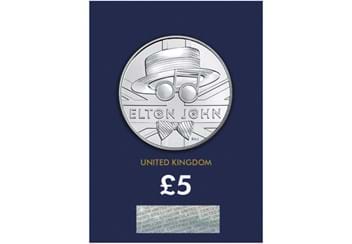 Elton John 5 Pound Coin reverse in Change Checker packaging