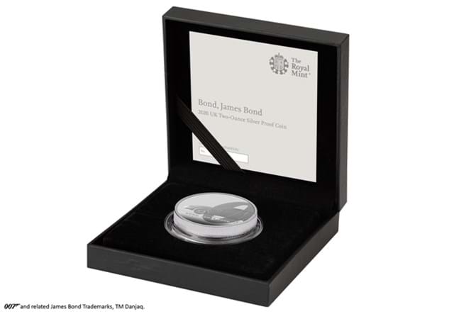 UK 2020 James Bond 2oz Silver Proof Coin in display box
