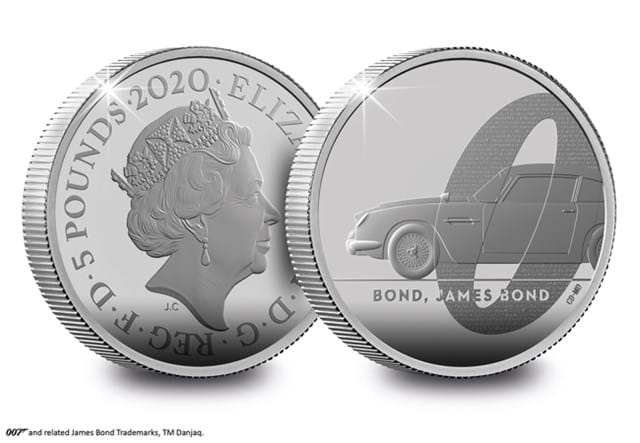 UK 2020 James Bond 2oz Silver Proof Coin both sides