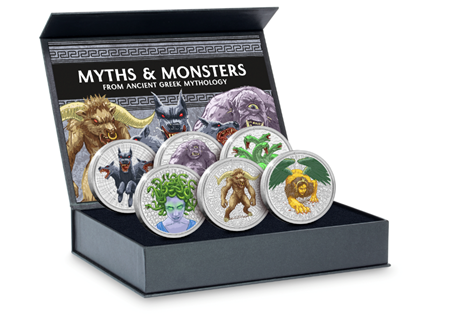 The Myths and Monsters Collection includes 6 exciting medals, all with full colour images of your favourite Greek mythological monsters printed on the reverse, and presented in a collector's box.