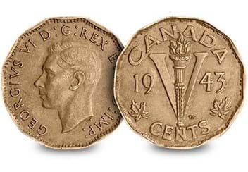 Canada 1943 5 Cents Coin Reverse and Obverse