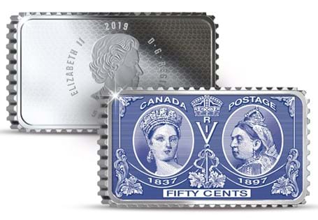 This 1oz Silver Proof coin has been issued by the Royal Canadian Mint to mark the 200th anniversary of Queen Victoria's birth. The design isstamp inspired, and commemorates her Diamond Jubilee.