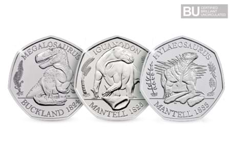 This Collection includes all three 2020 UK Dinosaur 50ps: Megalosaurus, Iguanodon and Hyaelosaurus, each struck to a Brilliant Uncirculated quality and comes in Official Change Checker packaging.