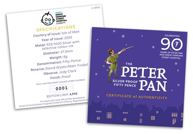 The 2020 Official Peter Pan Silver Proof 50p Certificate