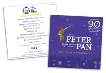 The 2020 Official Peter Pan Silver Proof 50p Certificate