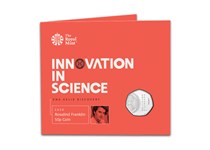 Part of the Innovation in Science collection, this UK 50p, issued by the Royal Mint, commemorates Rosalind Franklin and her contributions to science. BU finish and comes in official Royal Mint pack.