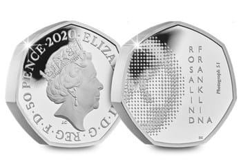 UK 2020 Rosalind Franklin Silver Proof Piedfort 50p both sides