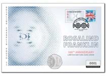 Your cover brings together The Royal Mint's UK 2020 Rosalind Franklin 50p alongside a Specially Commissioned Philatelic Label. Postmarked with the 100 year anniversary date, 25.07.20