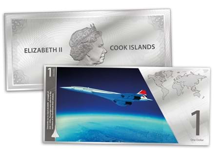 A collection of 6 silver banknotes, made from 5g of pure silver. Each depicts an iconic moment from the lifespan of Concorde, including take-offs and landings.