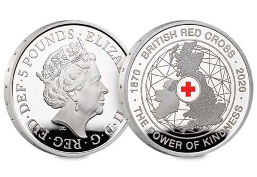 UK 2020 British Red Cross Silver Proof £5 Coin both sides