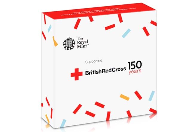 UK 2020 British Red Cross Silver Proof £5 Coin front of pack