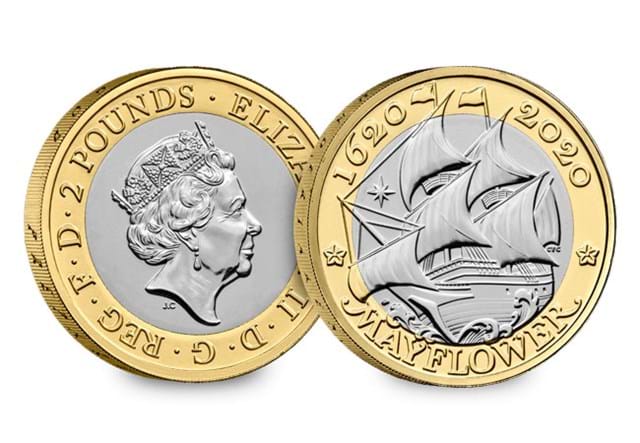 Change Checker 2020 Mayflower £2 Coin Reverse and Obverse