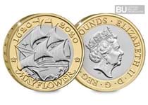 This £2 coin was issued to mark the 400th anniversary of the Mayflower's pioneering voyage. This £2 has been protectively encapsulated and certified as Brilliant Uncirculated quality.