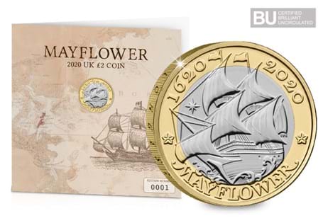 This exclusive Change Checker Display Card houses the UK 2020 Mayflower £2, which has been protectively encapsulated in Change Checker CERTIFIED BU Packaging, ready to display. Edition Limit: 4,995.