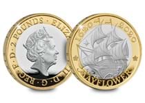 This £2 has been struck and issued by The Royal Mint to mark the 400th anniversary of the Mayflower's voyage to the New World. It has been struck from .925 Silver to a Proof finish. 
